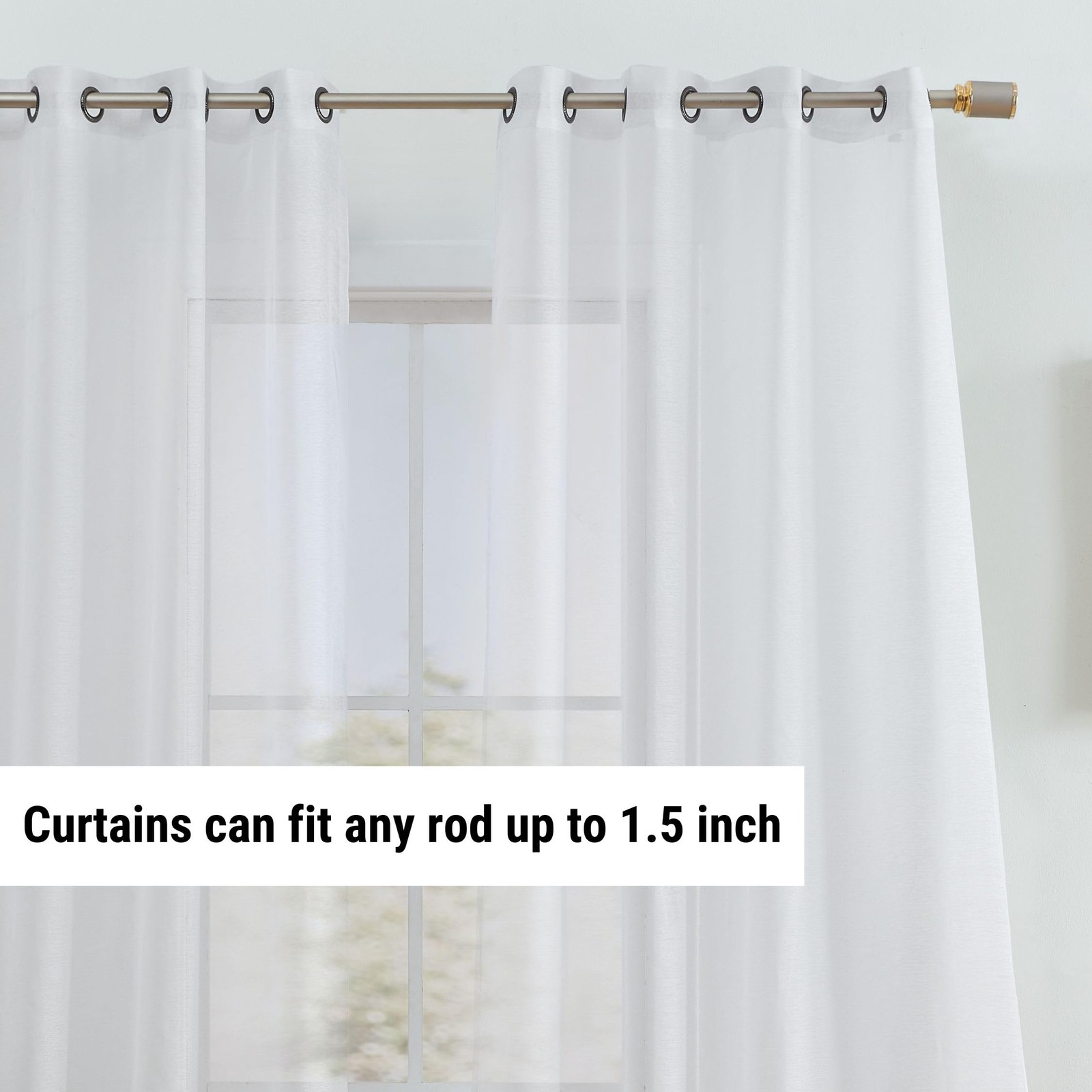 2 Piece Semi Sheer Voile Light Filtering Window Curtain Grommet Panels for Be…
