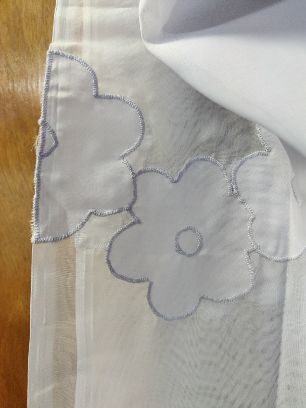 Single Springs Lavender Sheer Curtain Panel 60″X86″ Flower Applique Embroidered
