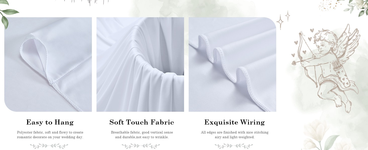 20ftx40ft White Ceiling Curtain for Wedding Parties – 4 Panels Wrinkle-40 FT
