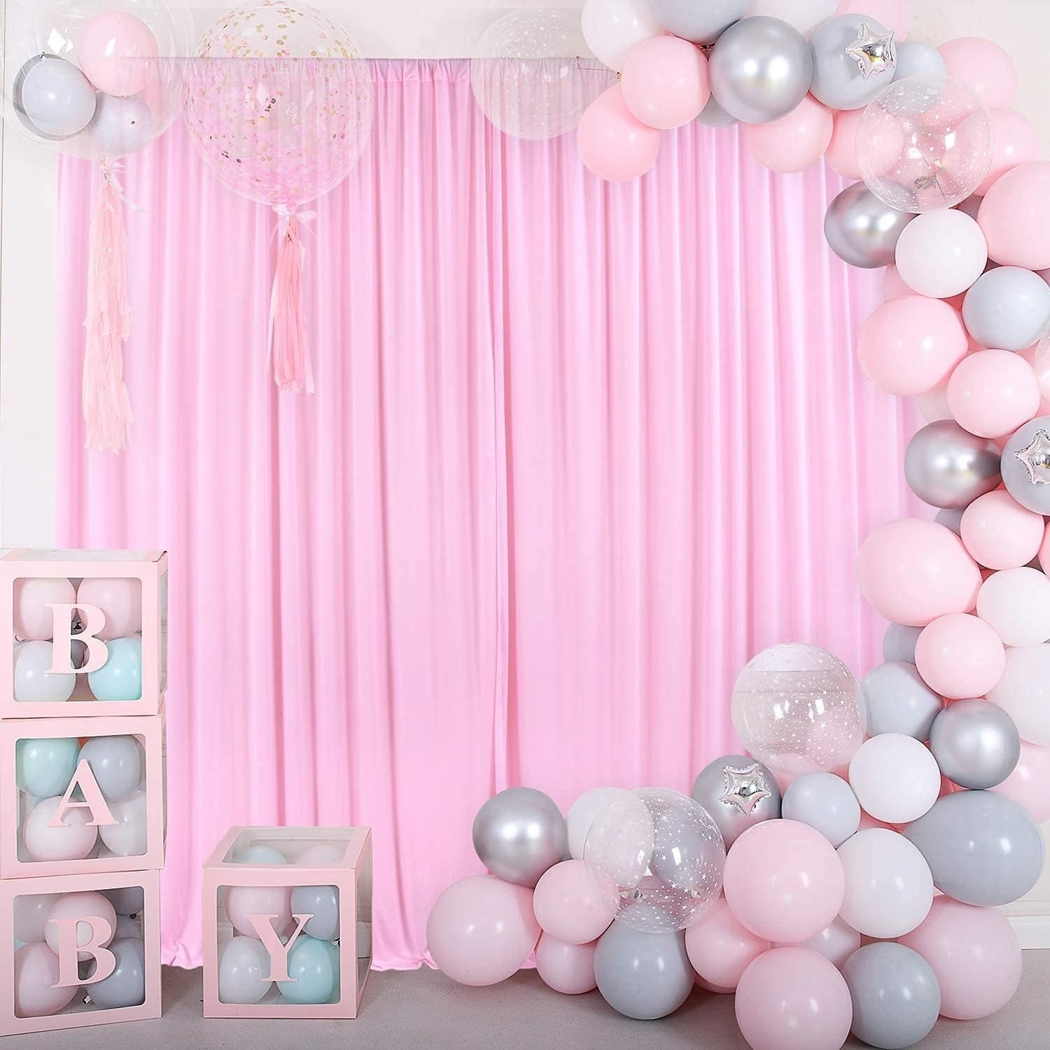 AK TRADING 10 feet x 10 feet Polyester Backdrop Drapes Curtains Panels with Rod
