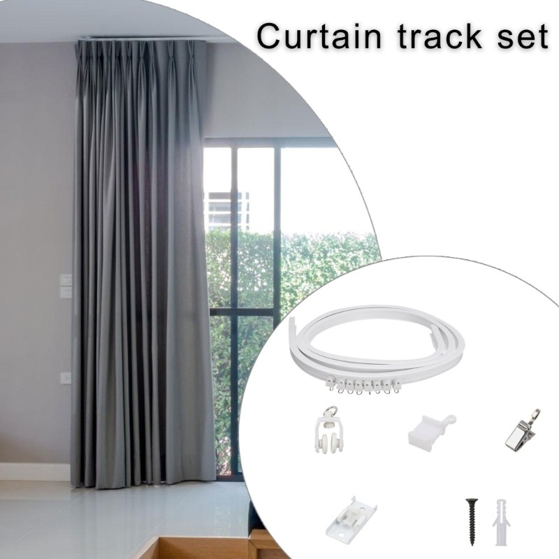 Customizable Curtain Rails 5 Meter Bendable and Cuttable Designs with Rollers