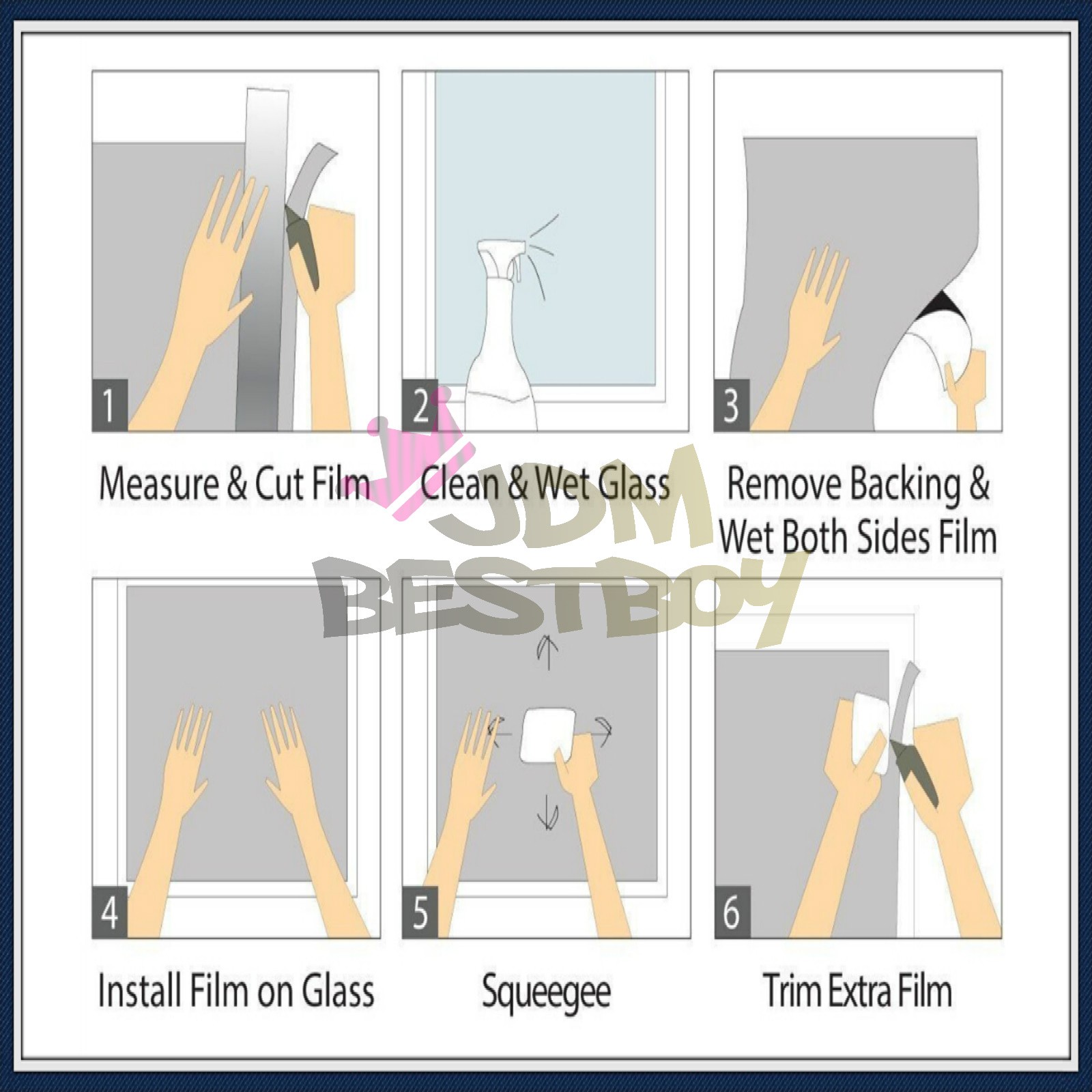 Dark Smoke Black Smoke VLT 5% Window Tint Film UV Heat Reflective Home Office #6