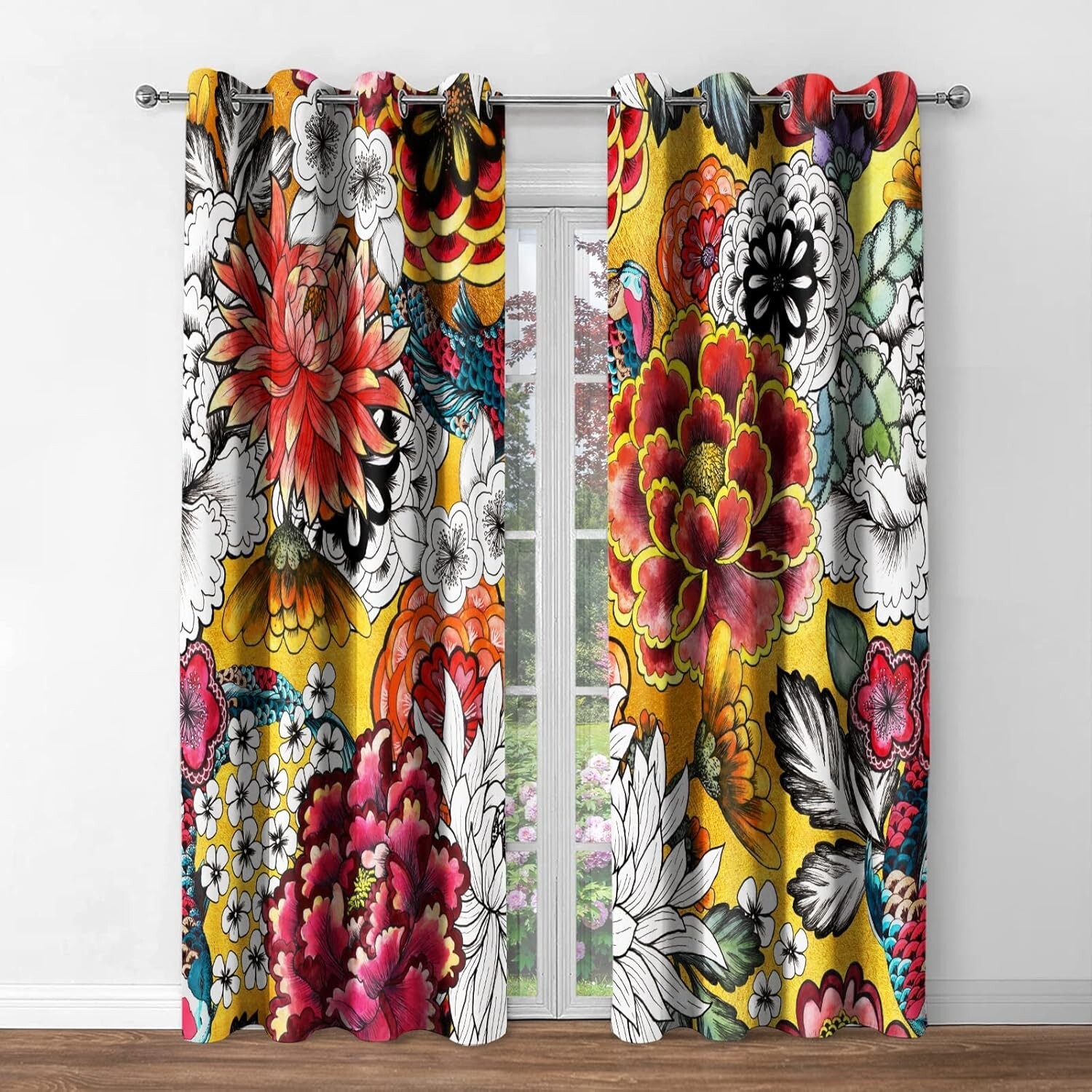 Boho Floral Blackout Curtains Bohemian 42″W x 63″L (Pack of 2) Bohemian2