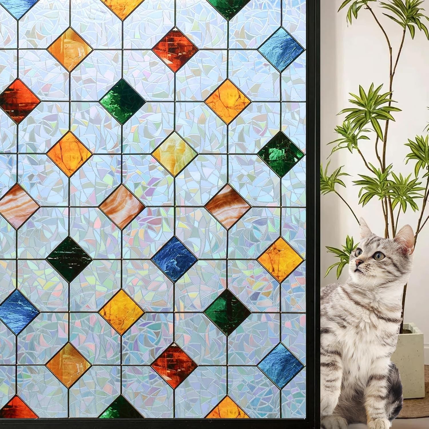 DKTIE Colorful Gem Lattice Pattern 17.7in X 78.7in, S533 (Rainbow Film)