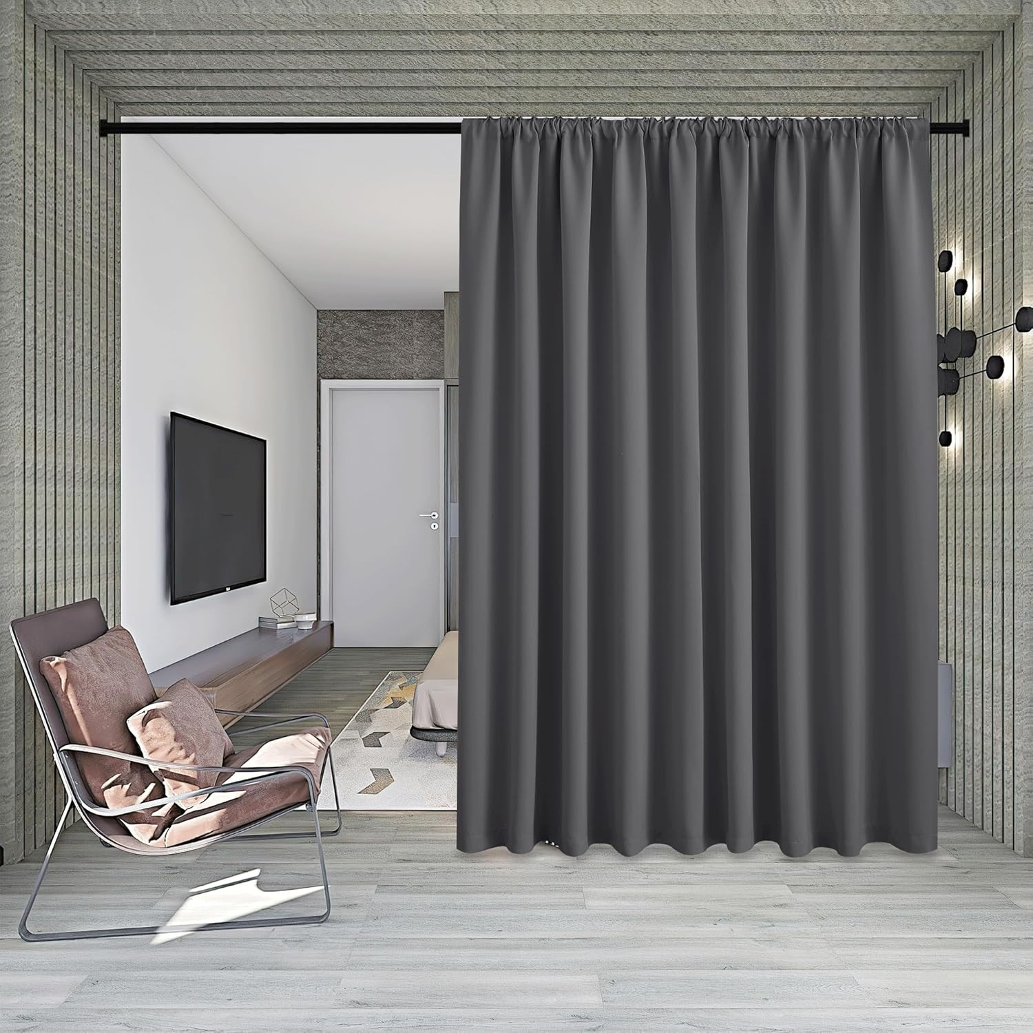 Room Divider Curtain Set with Ceiling Track Privacy Blackout Thermal Insulated