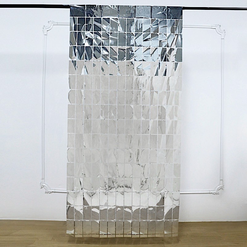 3 ft x 6.5 ft SILVER Metallic Rectangle Foil Tassels Fringe CURTAINS Party
