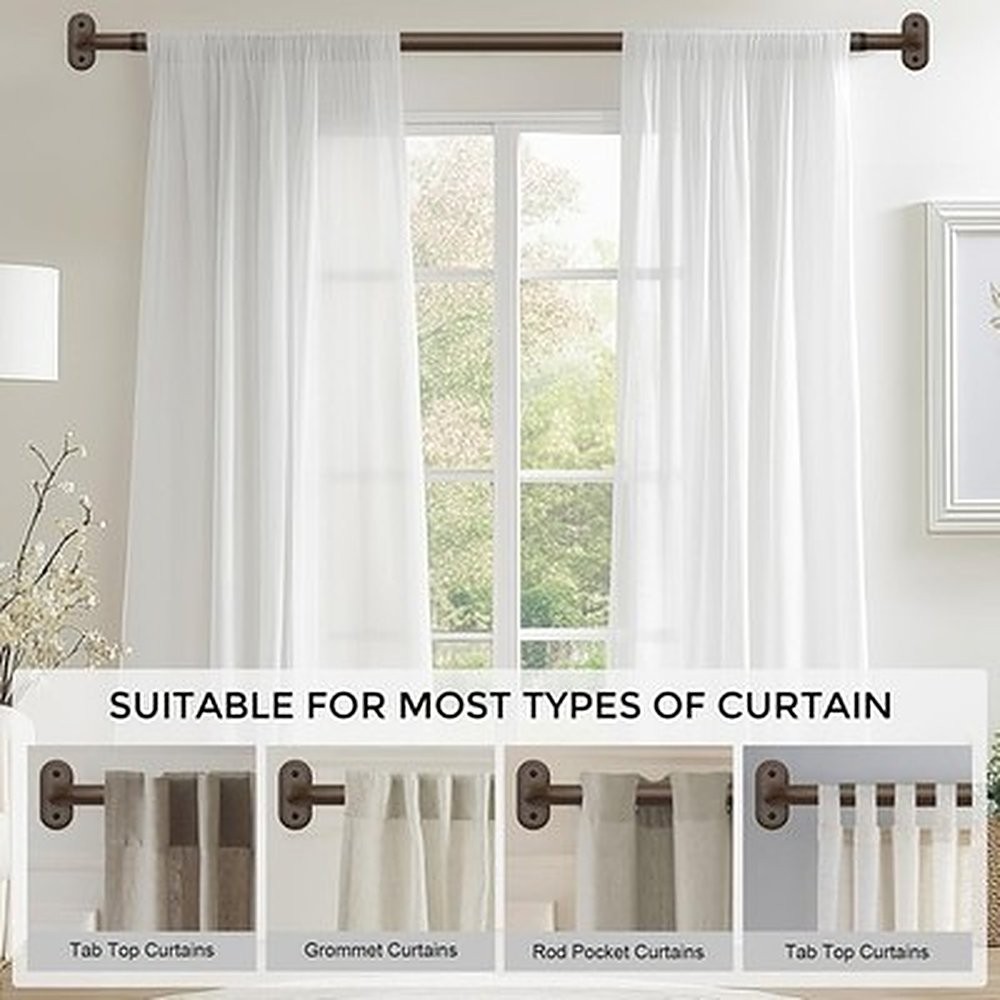 2 Pack Wrap Around Curtain Rods Bronze, Blackout Heavy Duty Curtain Pole #R049