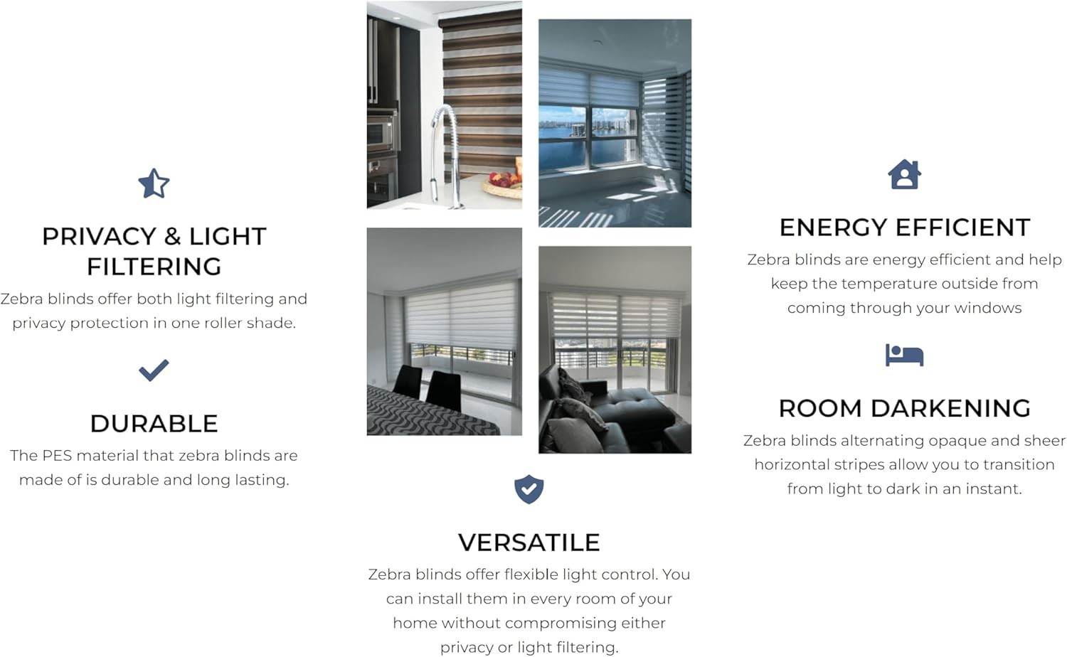 Day & Night Cordless Zebra Blinds, 44″ W x 72″ H, Modern Light Filtering Shades