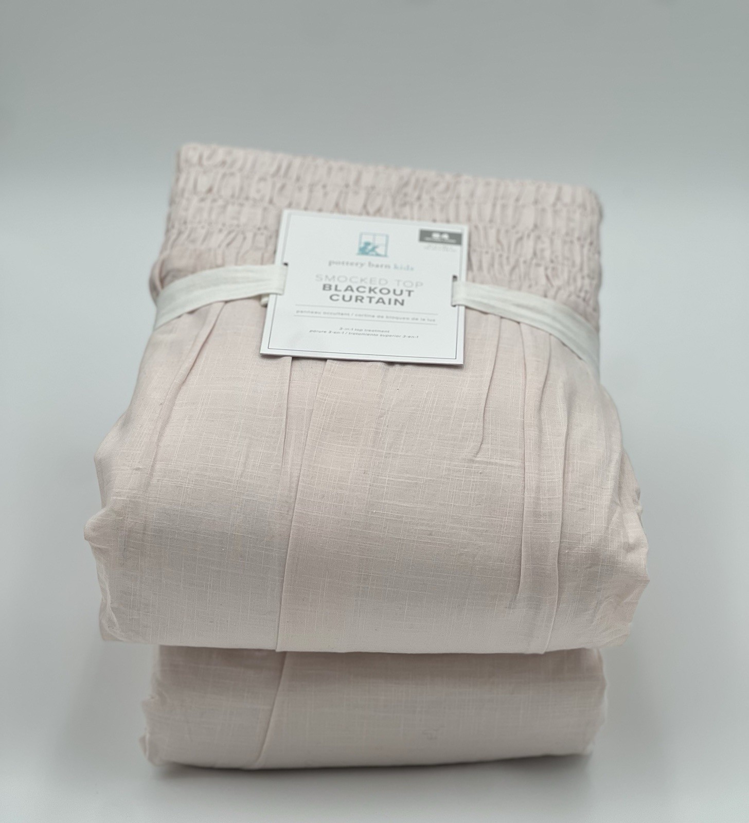 Pottery Barn Kids Smocked Top Blackout Curtains 44”x 84” Blush Pink (S/2) ~ Pair