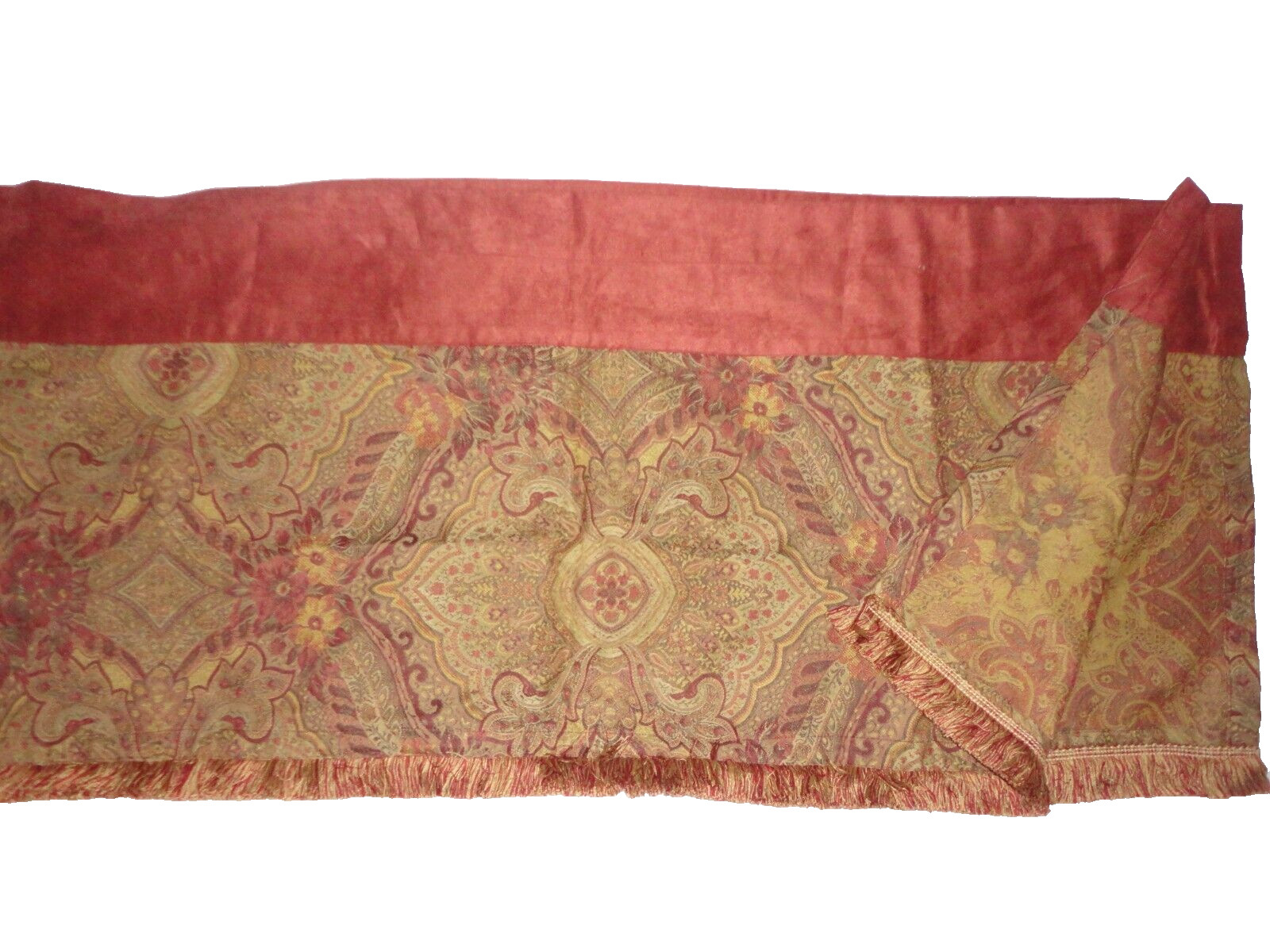CHRIS MADDEN MARBELLA PAISLEY TERRACOTTA GOLD RED TAILORED VALANCE 88 X 17