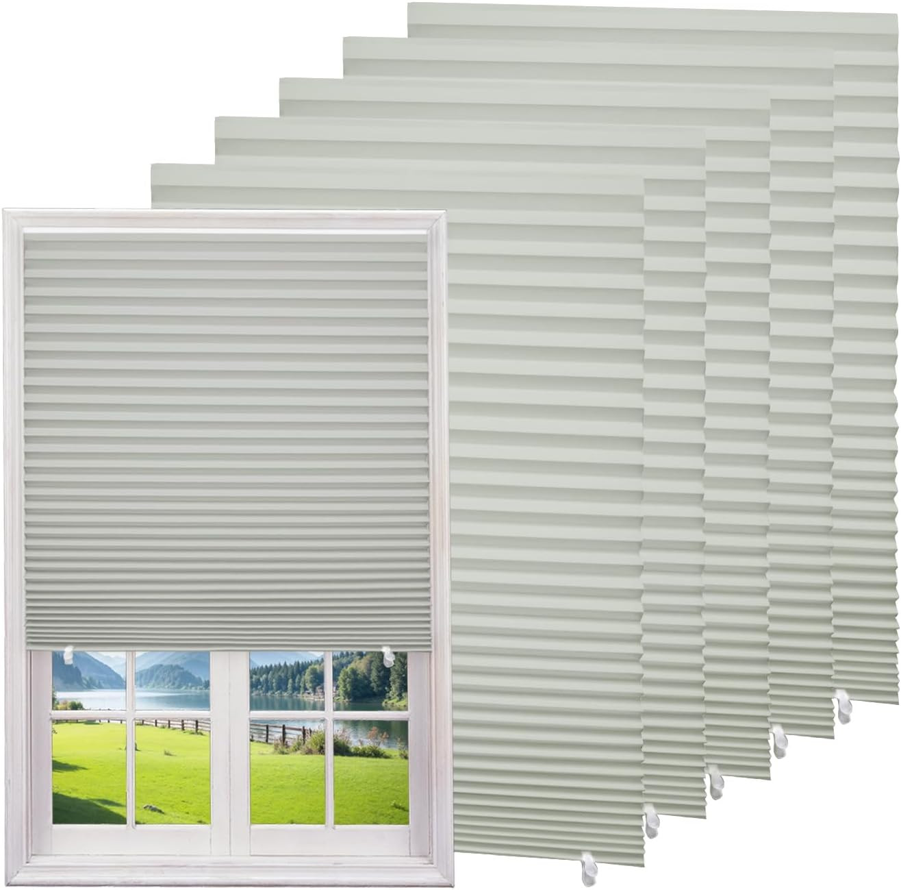 6-Pack Temporary Light Filtering Paper Blinds for Window, Cut to Size Adhesive P