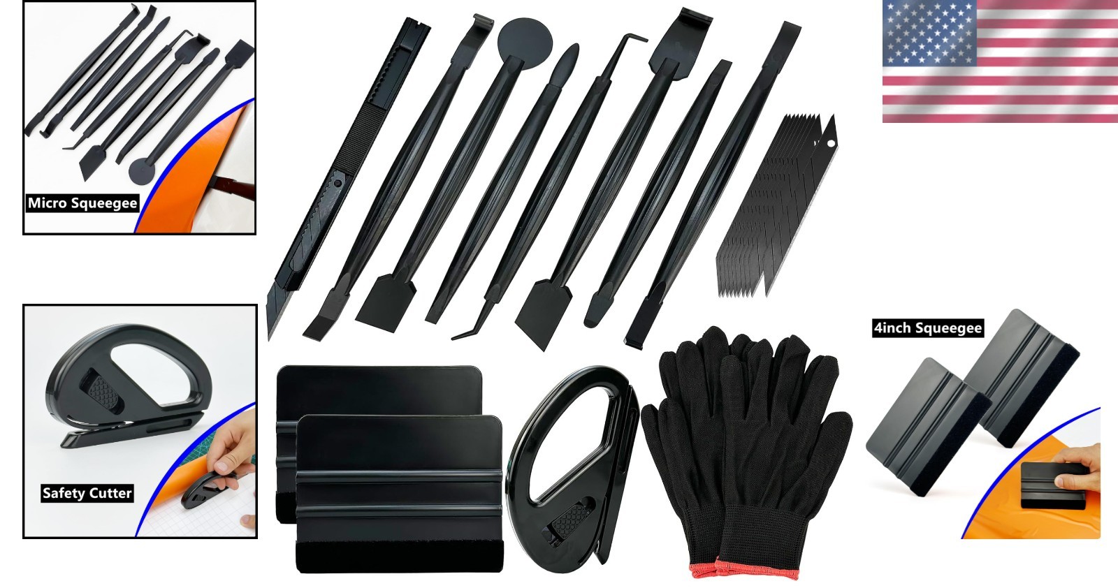 Vinyl Wrap Tool Kit: 7PCS Car Wrap Installation Tools with Carbon Fiber