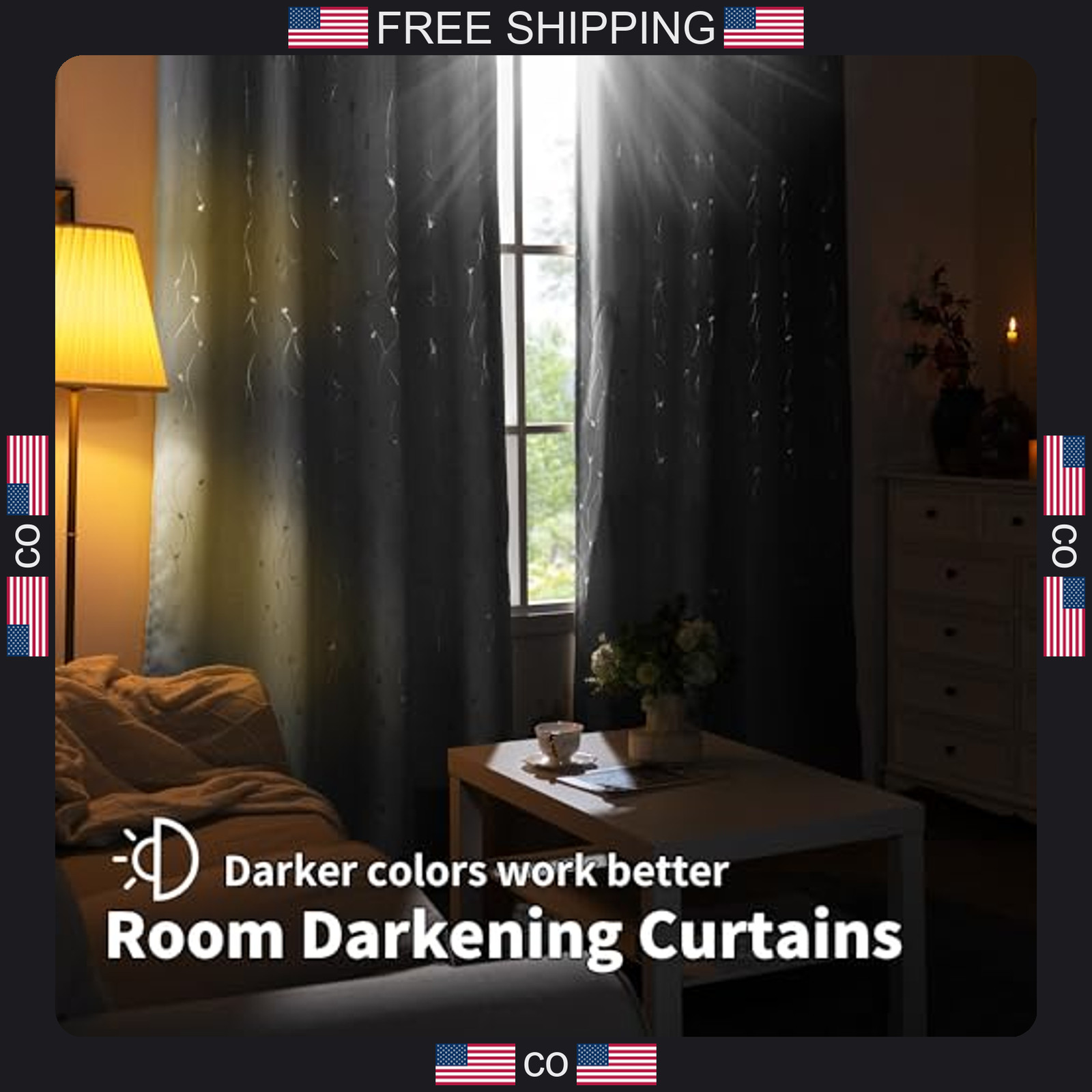 2 Panel Dark Grey Blackout Curtains for Living Room and Bedroom
