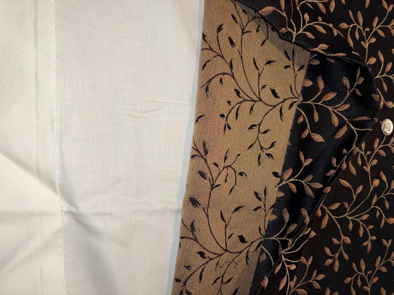 One Pair Black Gold Scroll Custom Drapes / or for Fabric 42″ x 104″
