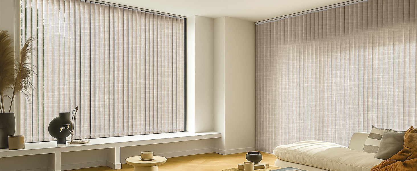 Vertical Blinds Replacement Slats, 34 Pack, Natural | Polyester Fabric for