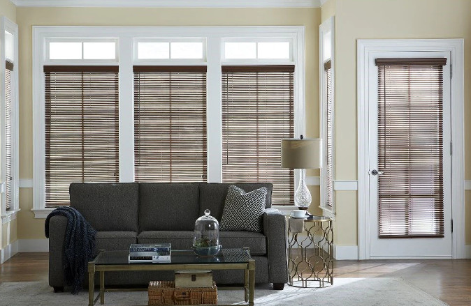 1 Inch Faux Wood Vertical Front Door Window Blind Brown 10″ W x 42″ L