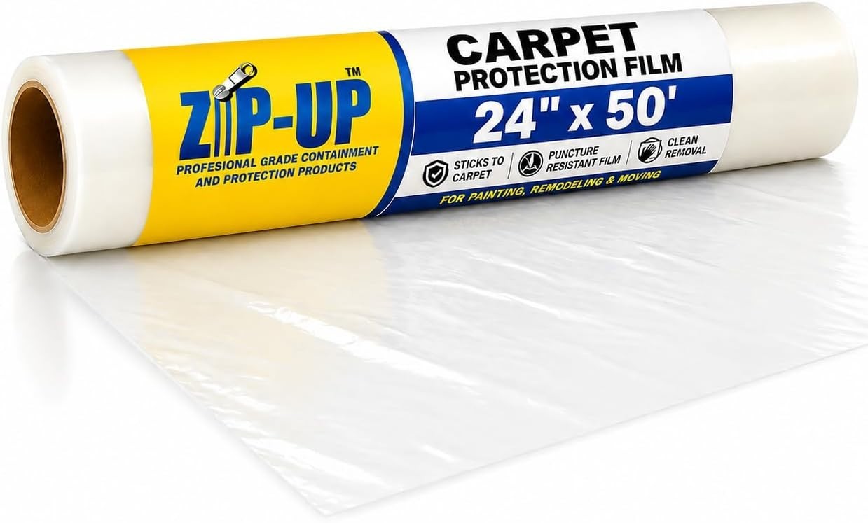 Easy-Install Carpet Protection Film 24″ x 50′ for Commercial and Residential