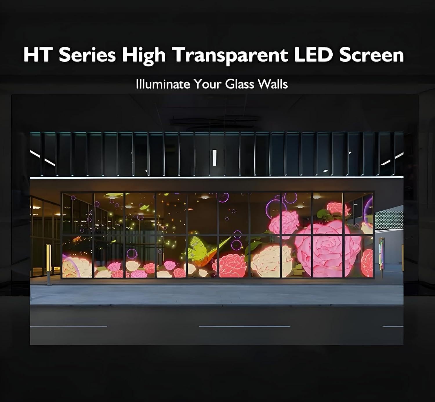 P10 Transparent Flexible LED Film Screen Self Adhesive Retail Window Display