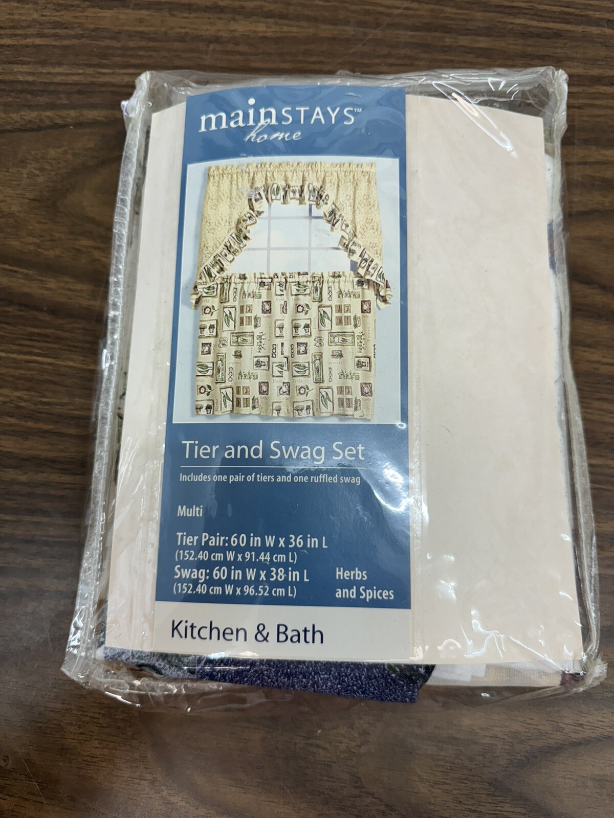 mainstays home tier and swag set kitchen and bath herbs and spices NEW