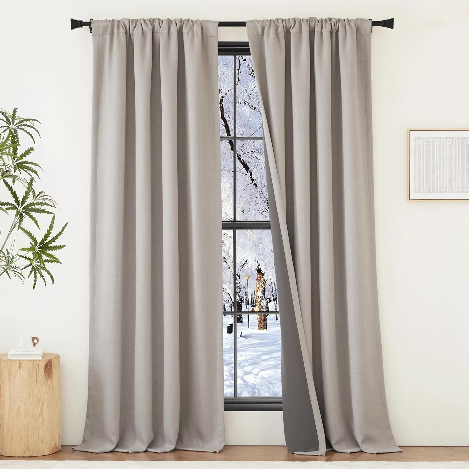 Thick 100% Blackout Curtains 84″ – 2 Panels, Thermal Room Darkening Angora