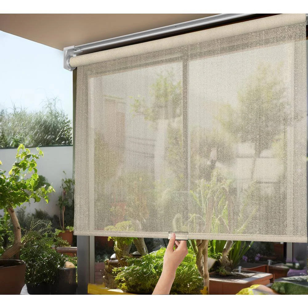 Chicology Natural Cordless UV Blocking Outdoor Roller Shade 48 in W x 66 in L