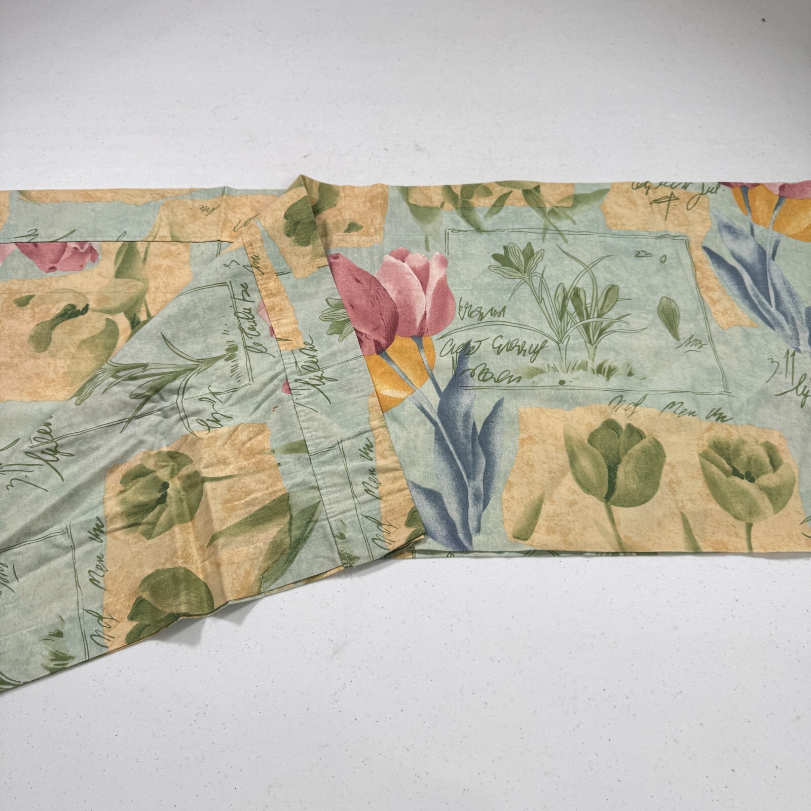 vintage croscill valance curtain green floral plants blend 17×87 usa y2k 90s