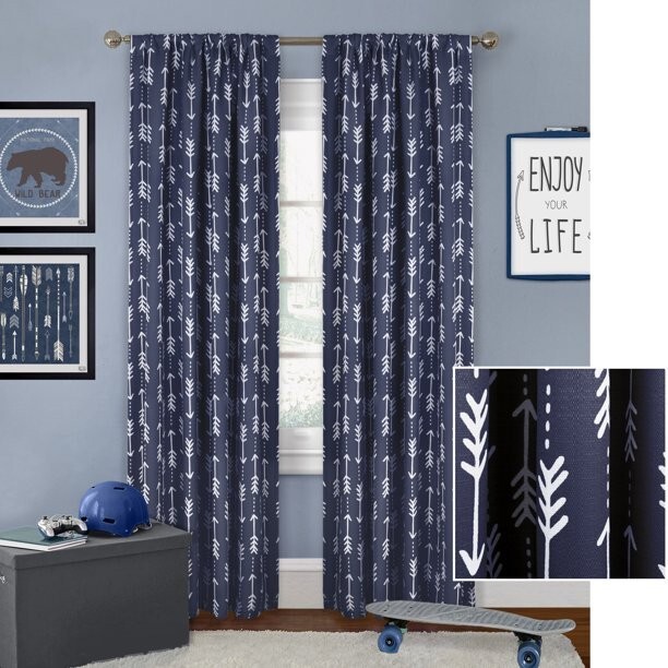 Better Homes and Gardens Arrows Single Curtain Panel Blue – 52” x 84”