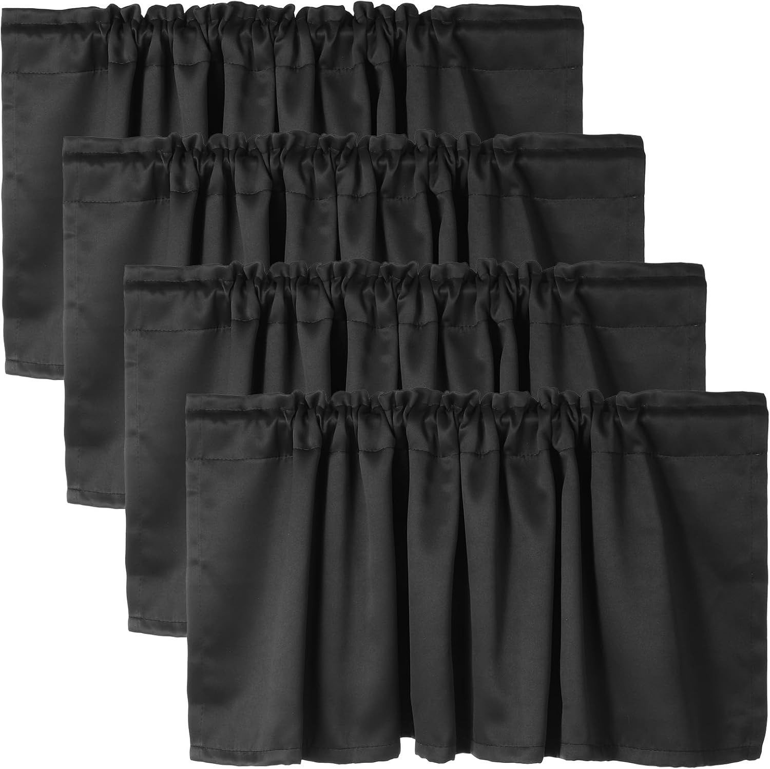 4 Pcs Black Valance for Windows, 52”X18” Black Basement Window Curtains, Small B