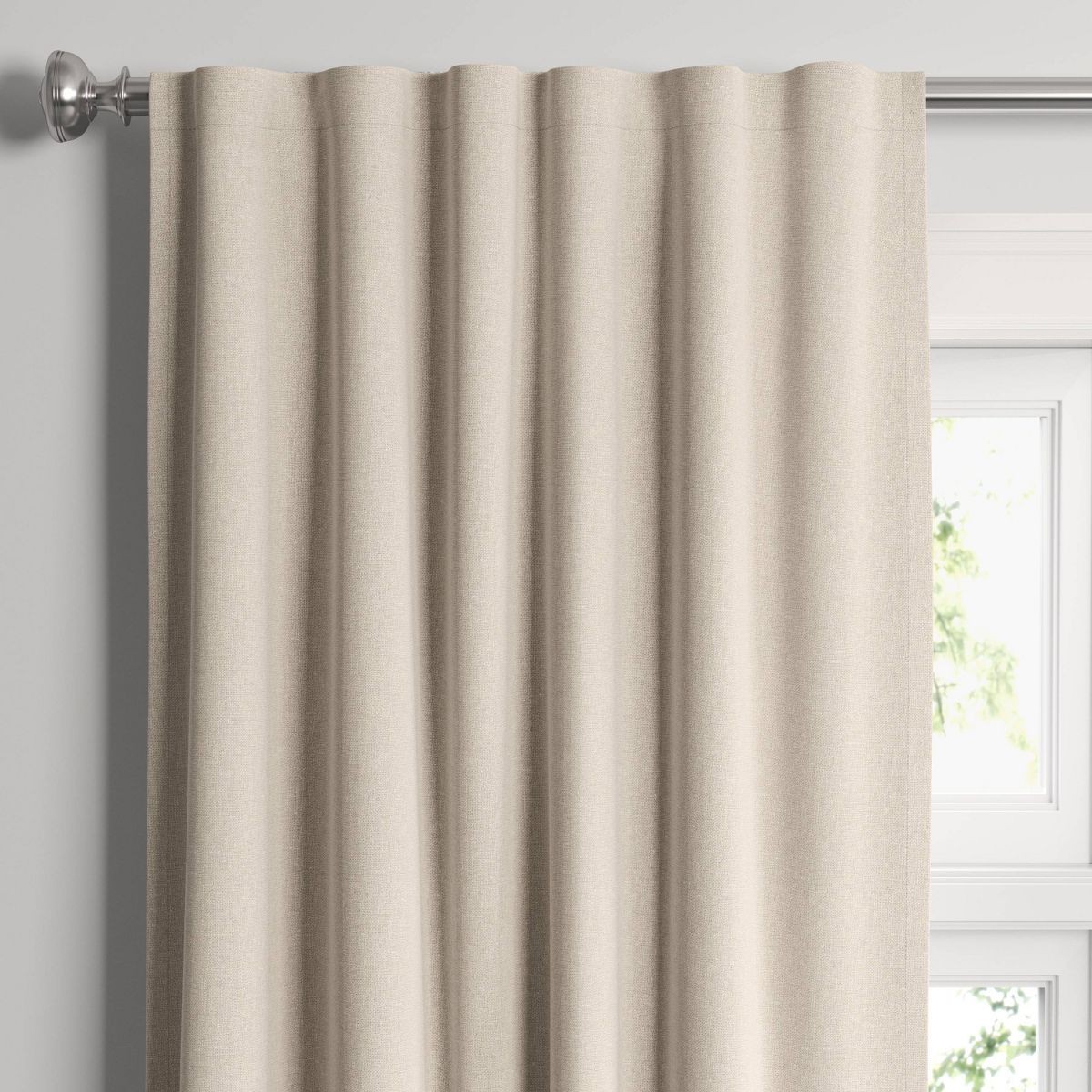 2 Pcs Threshold 50″x 84″ Blackout Aruba Window Curtain Panel Natural Solid Beige