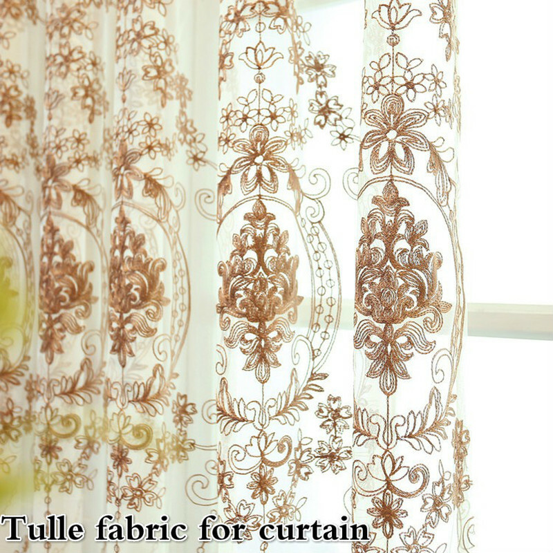 Floral Embroidery Tulle Fabric Sewing Material DIY Curtain Drape Panel By Meter