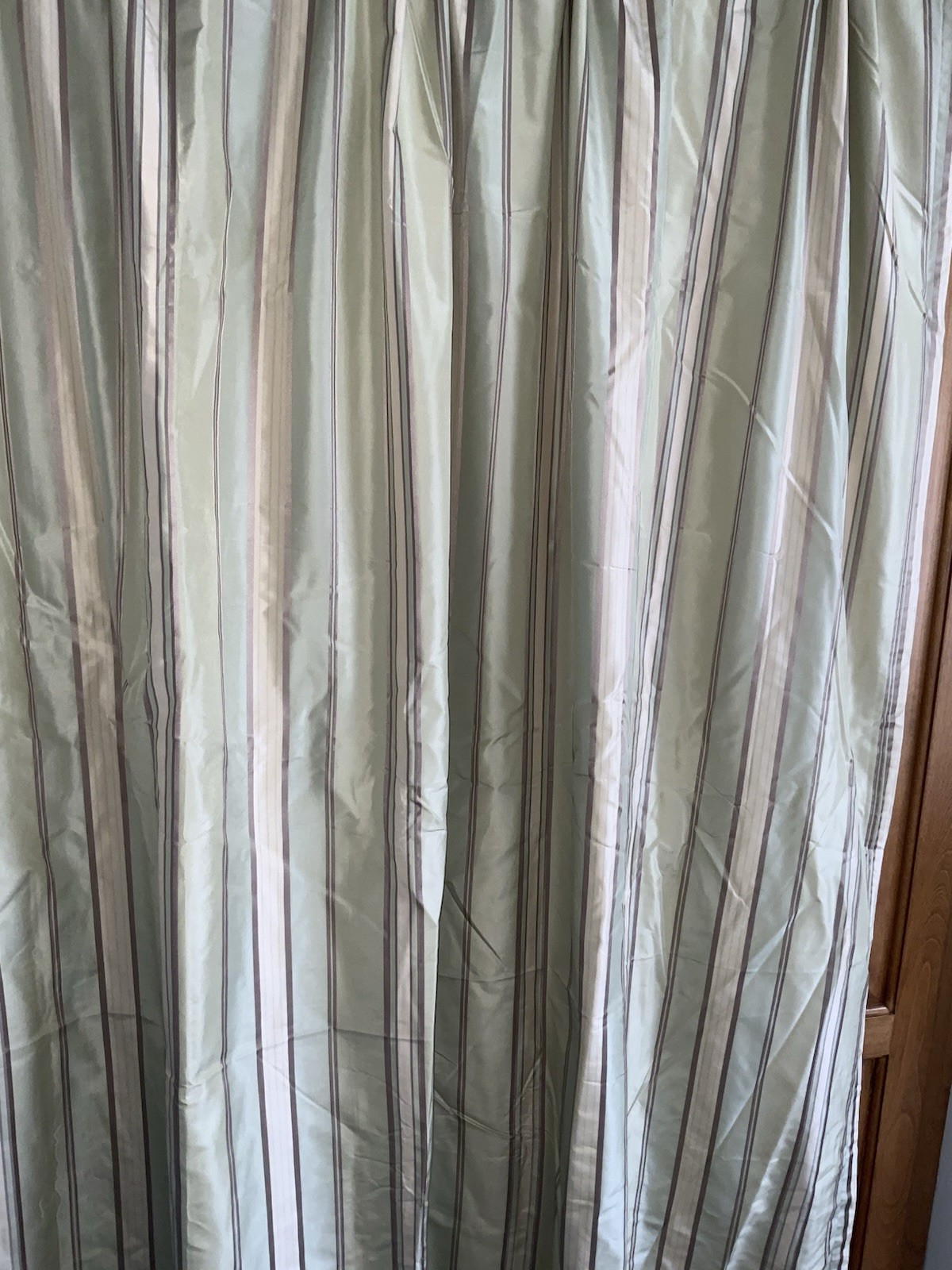 “BLOOM” SILK INTERLINED DRAPERY PANEL~GREEN,TAUPE & IVORY~46”x84”L (3) AVAILABLE