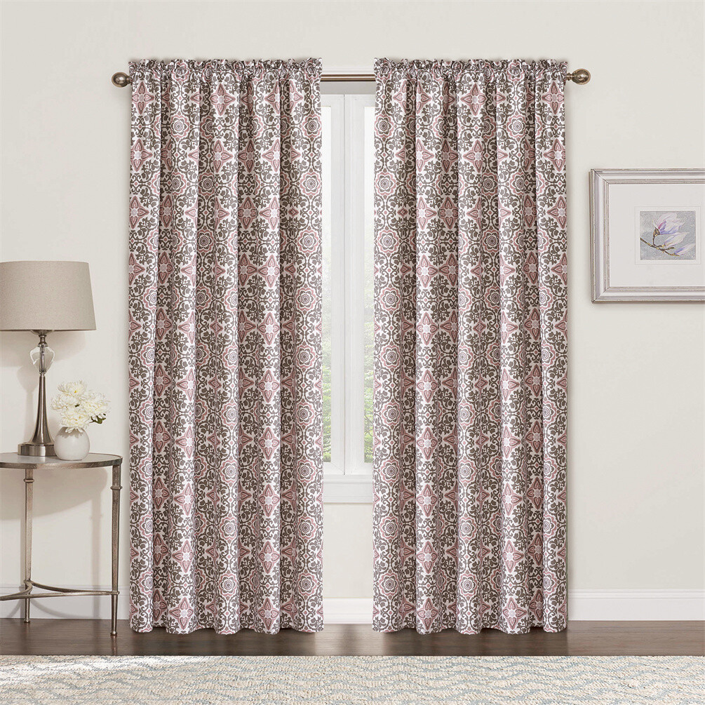 Geometric Floral Printed Curtains for Bedroom Drapes Vintage Curtain Panels 2x