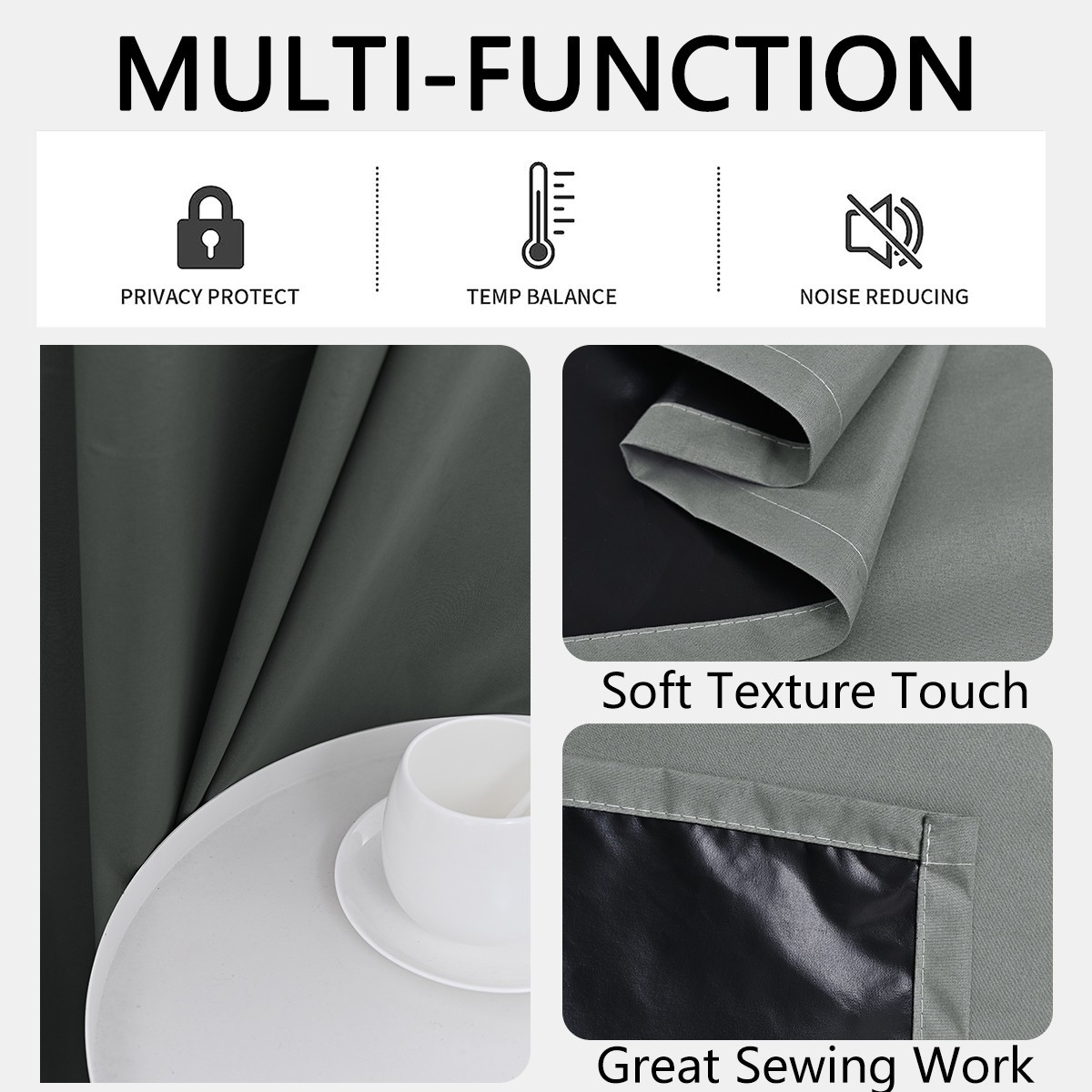 Pair of Blackout Curtains Set Eyelet Ring Top Ready Made Thick Thermal Curtain