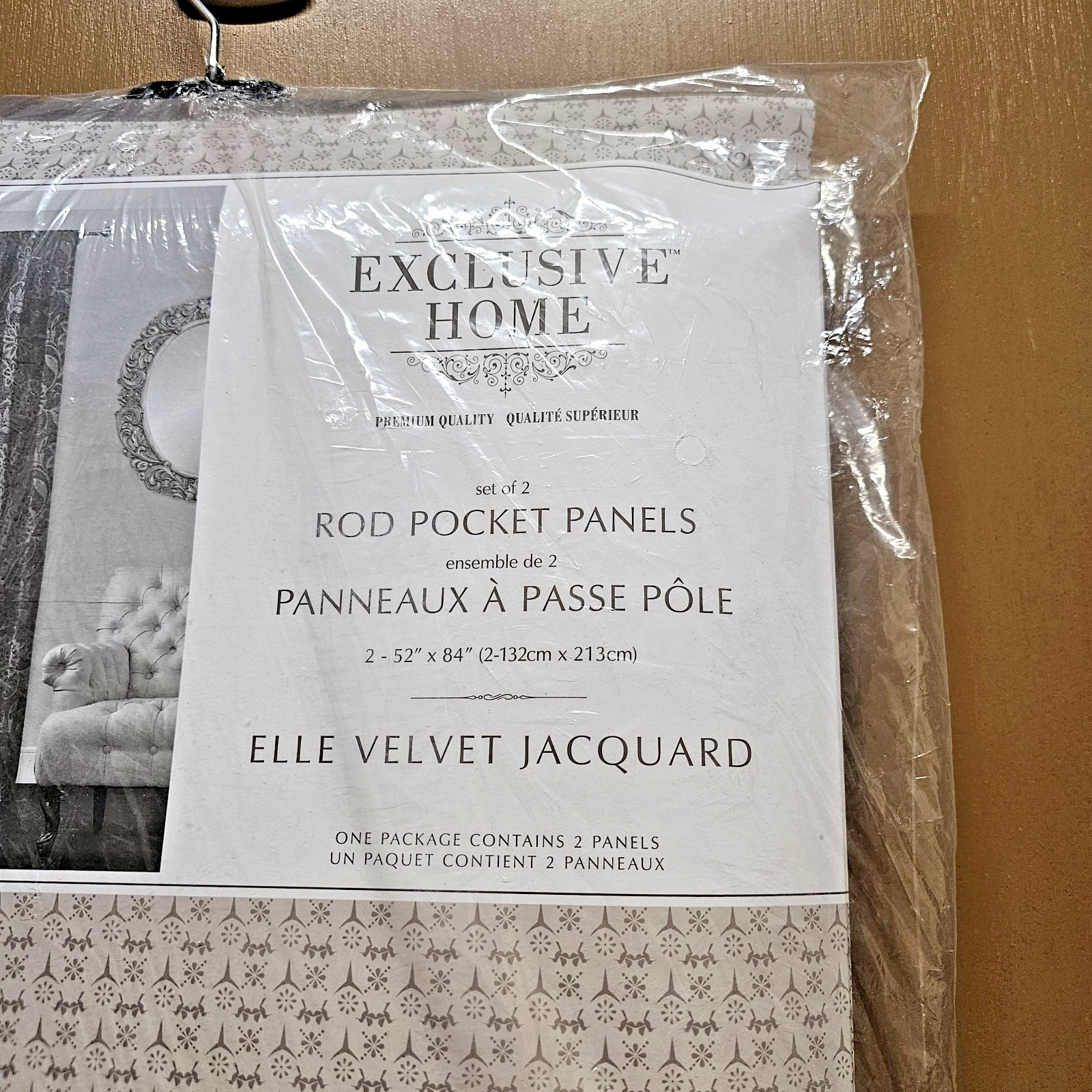 Exclusive Home- ELLE- Jacquard- Rod Pocket Panel Drapes- 52″x84″ -Taupe- NIP
