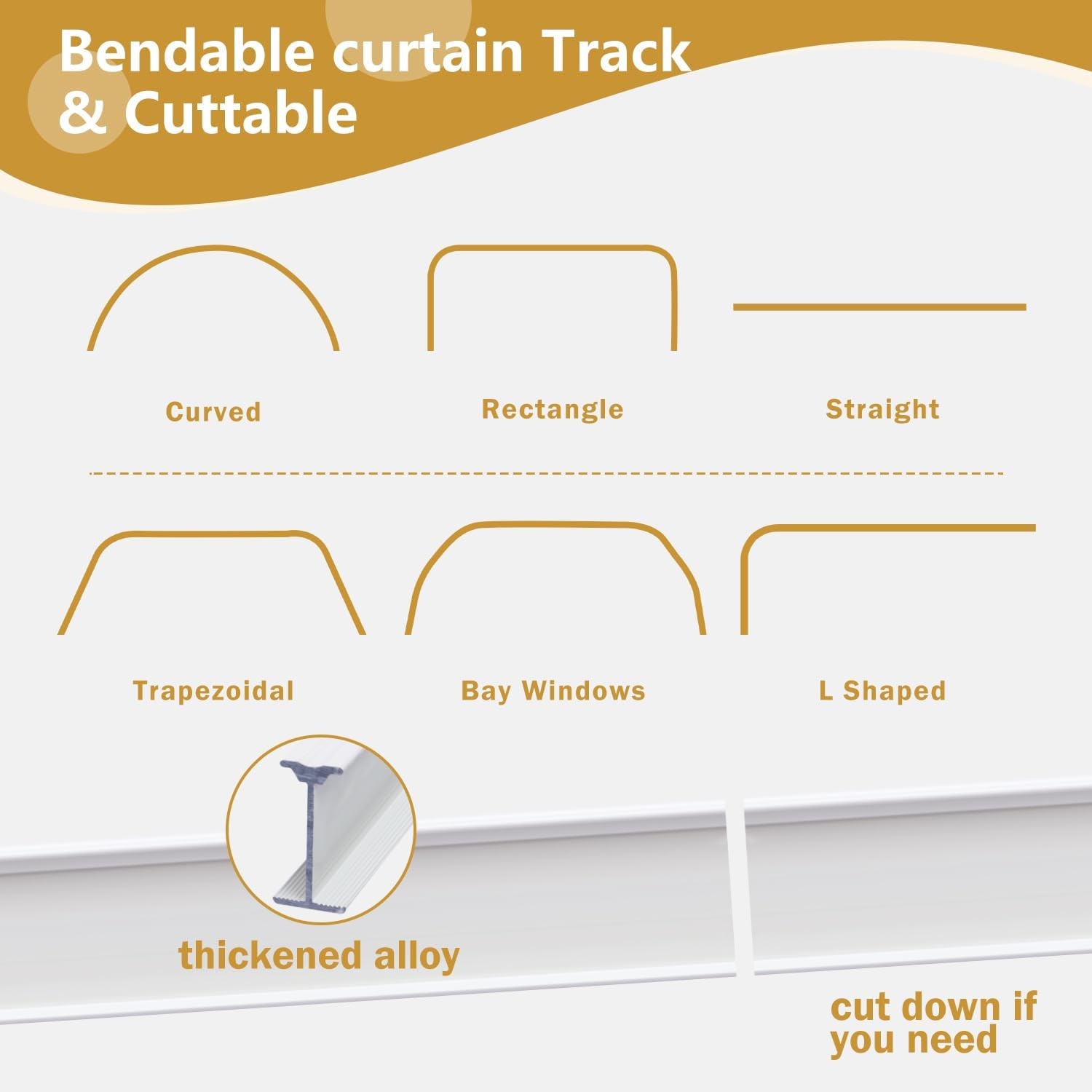Bendable Ceiling Curtain Track Ceilings Mount or Wall Mounted Heavy-Duty Room