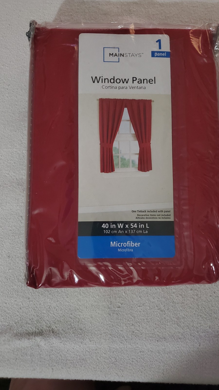 Window (1) Panel & Tieback Mainstays Red Sedona 40″ W x 54″ L NIB Microfiber