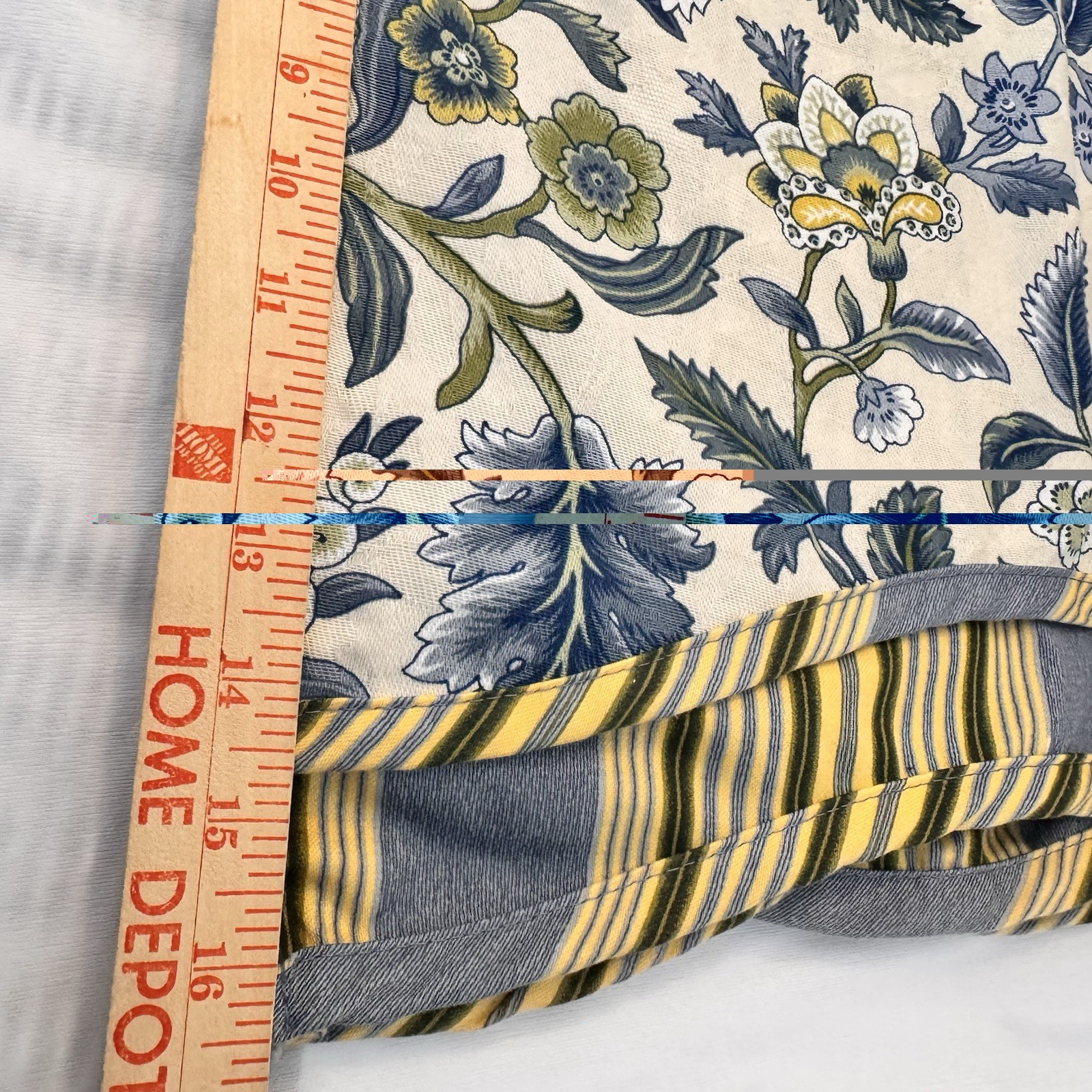 WAVERLY Valance Imperial Dress Porcelain Scallop 2-Layer Blue Floral Stripe 78”