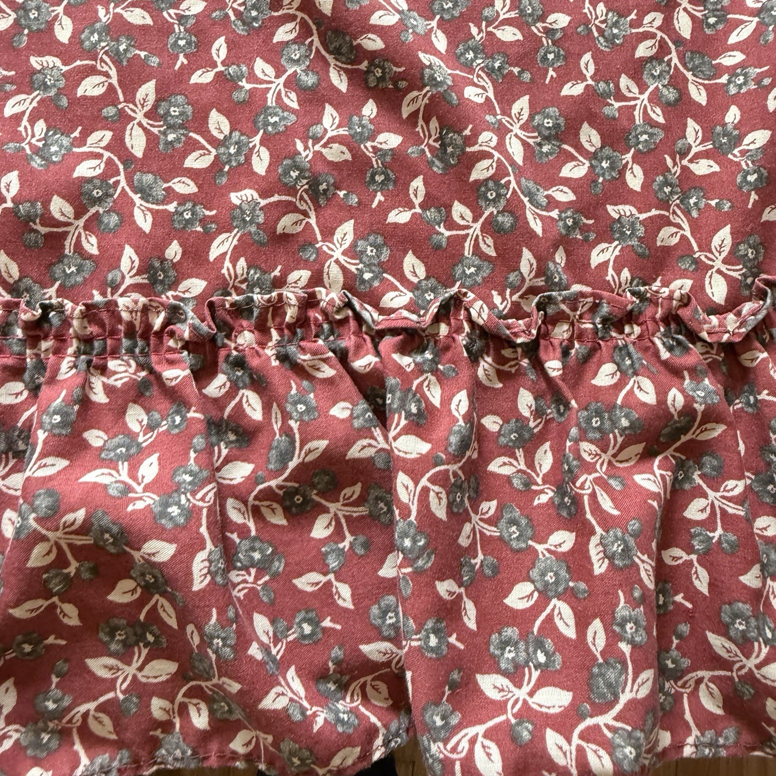 Vtg SET 3 Ruffled Priscilla Curtains & Tieback Grey Floral Tattersall Plaid 78”L