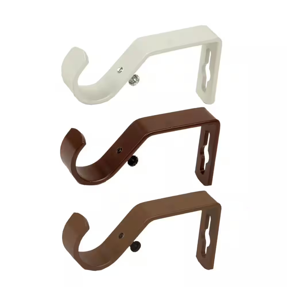 Pearl White Metal Single 3 In. Projection Curtain Rod Bracket (Set of 2)