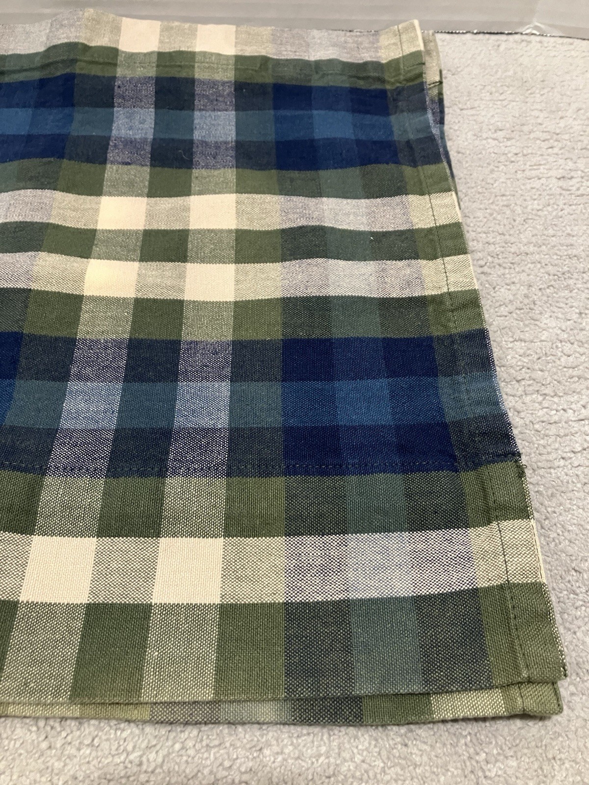 JCPenney Home Valance Bradley Stripe Plaid Valance Woven Cotton Blue Olive Green