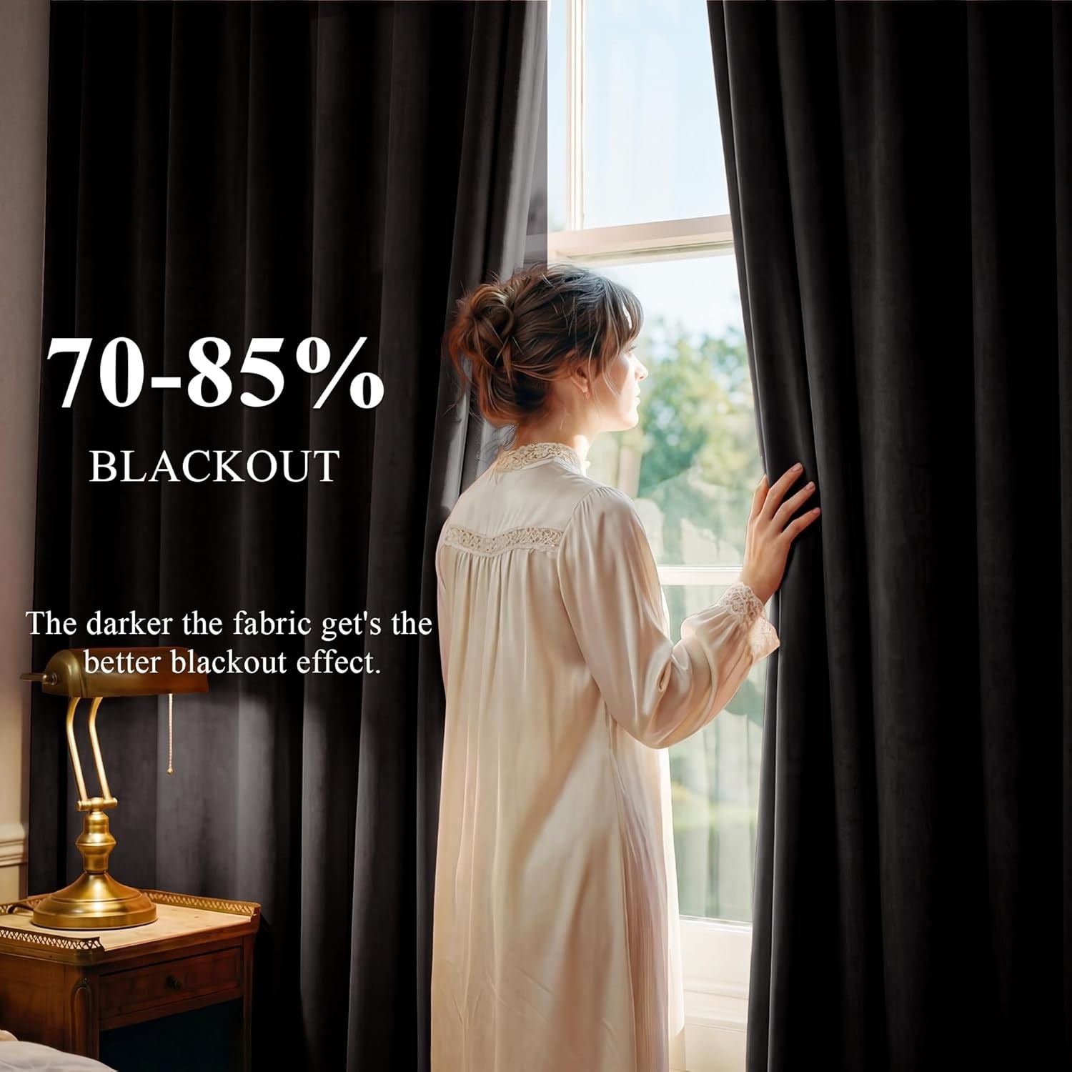 Elegant Black Velvet Blackout Curtains – 84″ Grommet Insulated Panels (Set of 2)