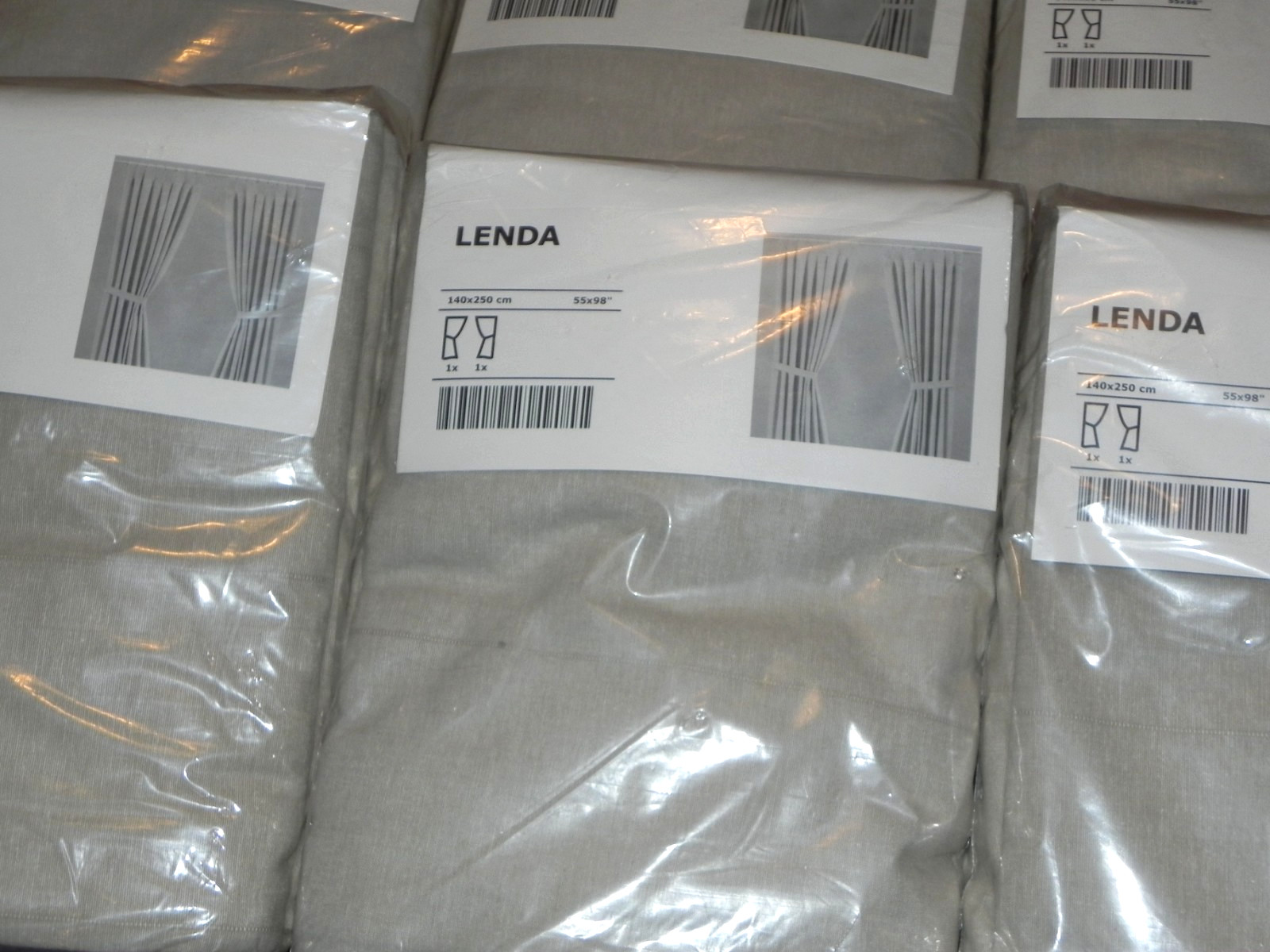 Ikea LENDA Curtains 2 Panels w/Ties 55″ x 98” Sand Tan Beige NEW 201.119.74