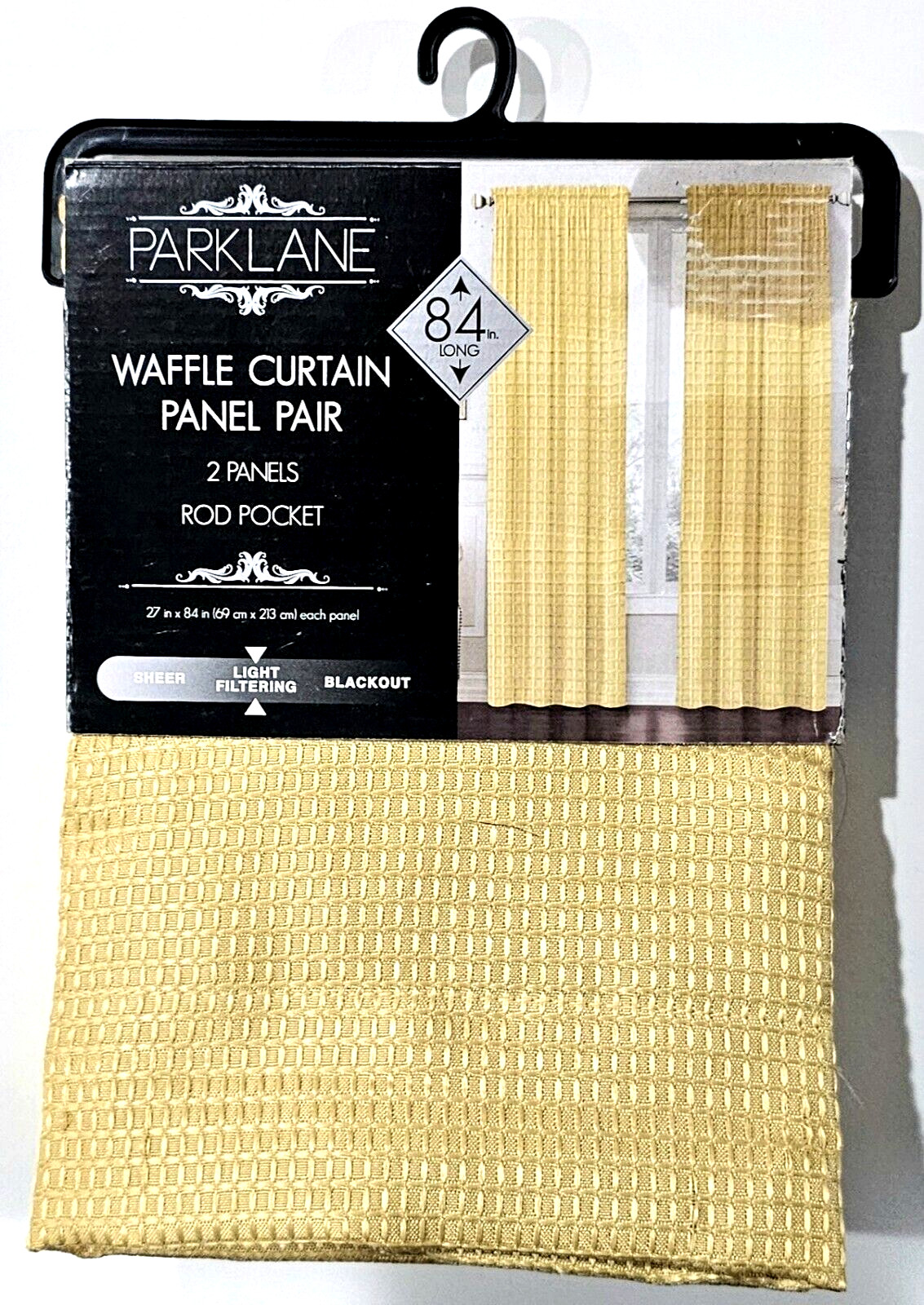 Parklane Waffle Curtain Panel Pair 2 Panels Rod Pocket 27x84in Light Filtering