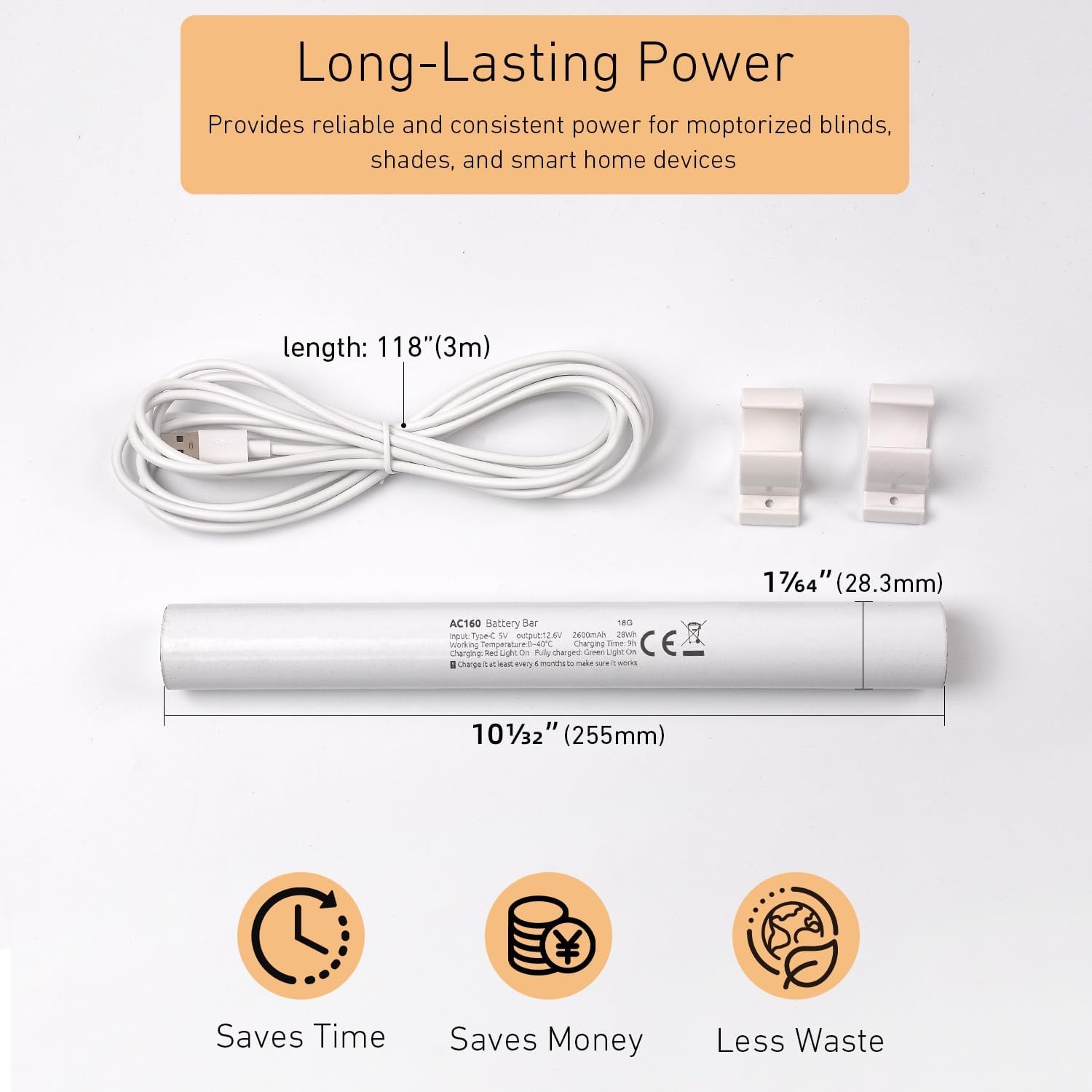 12.6V Rechargeable Battery Pack for Motorized Blinds