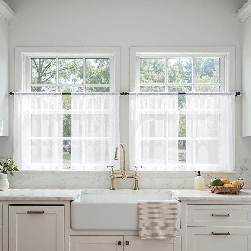 Premium Sheer Curtains Light Filtering Elegant Home Decor Privacy New