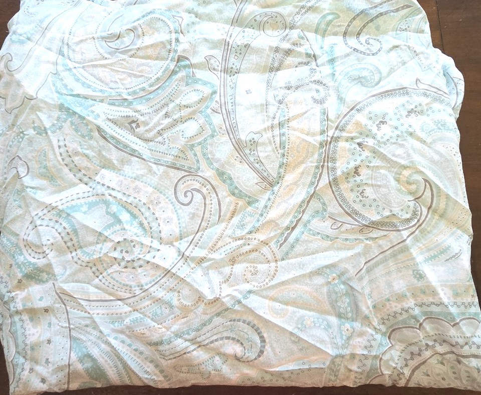 New Levtex Spruce Spa Lined Curtain Panel 55×84 Pale Aqua Blue Paisley Cotton