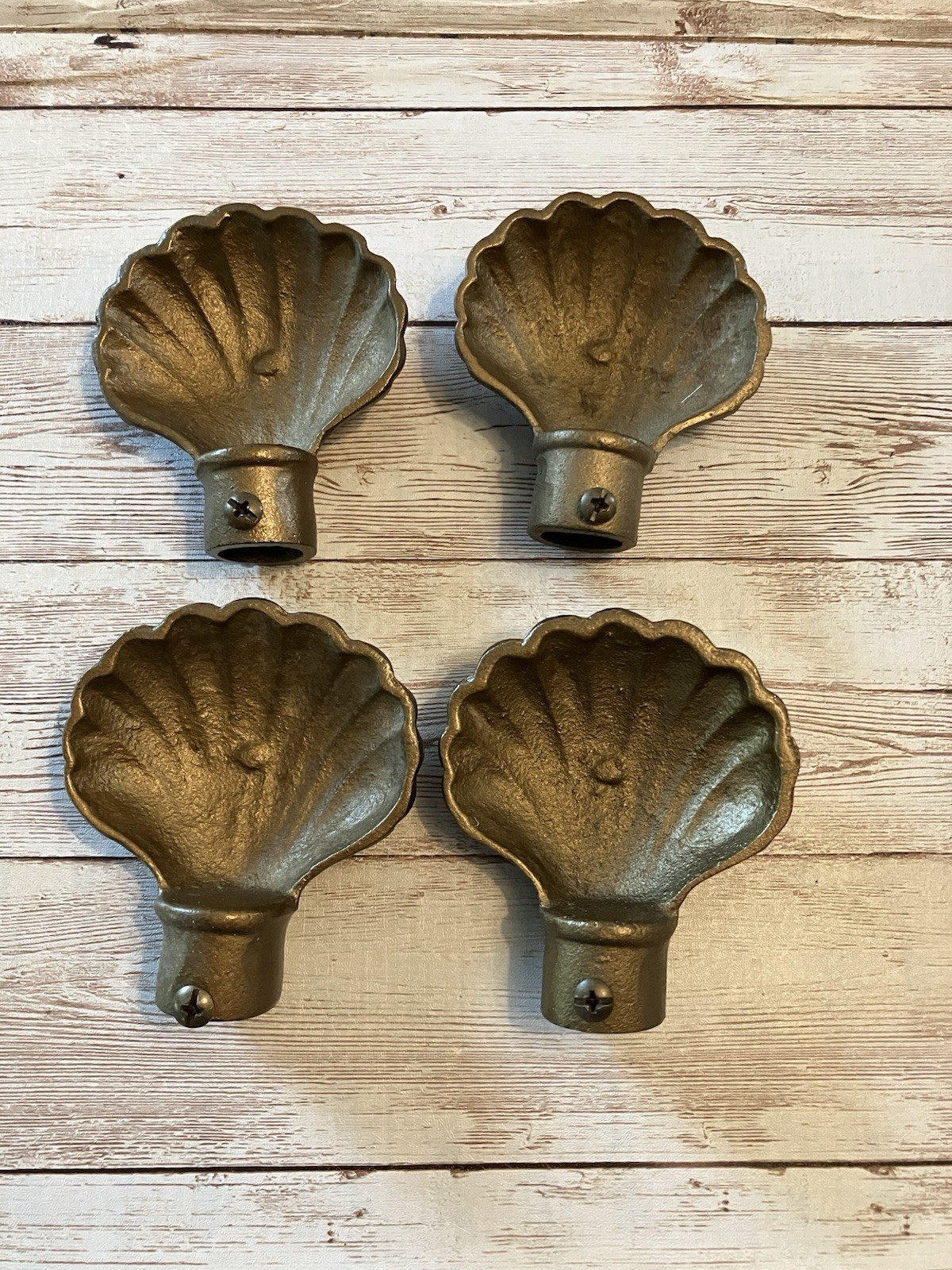 Vintage Art Deco Style Antiqued Brass Style 3″ Finial Curtain Rod End Lot Of 4
