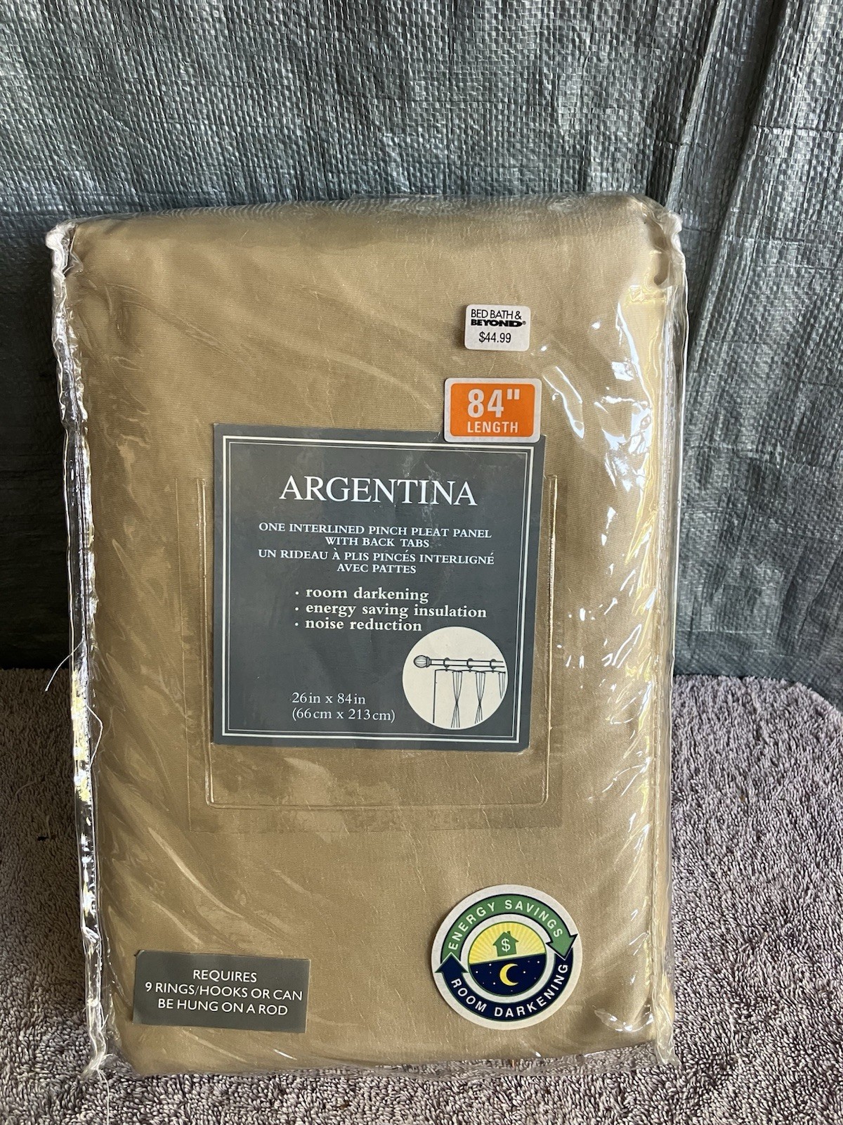 Argentina One Interlined Pinch Pleat Panel Window Curtain 26”x84”