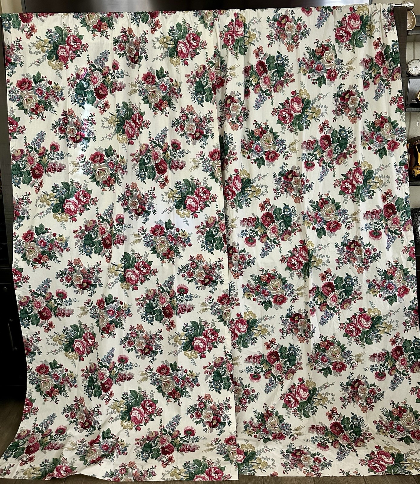 RARE 42×84 RALPH LAUREN ELAINE PAIR LINED DRAPES CURTAINS-100% COTTON
