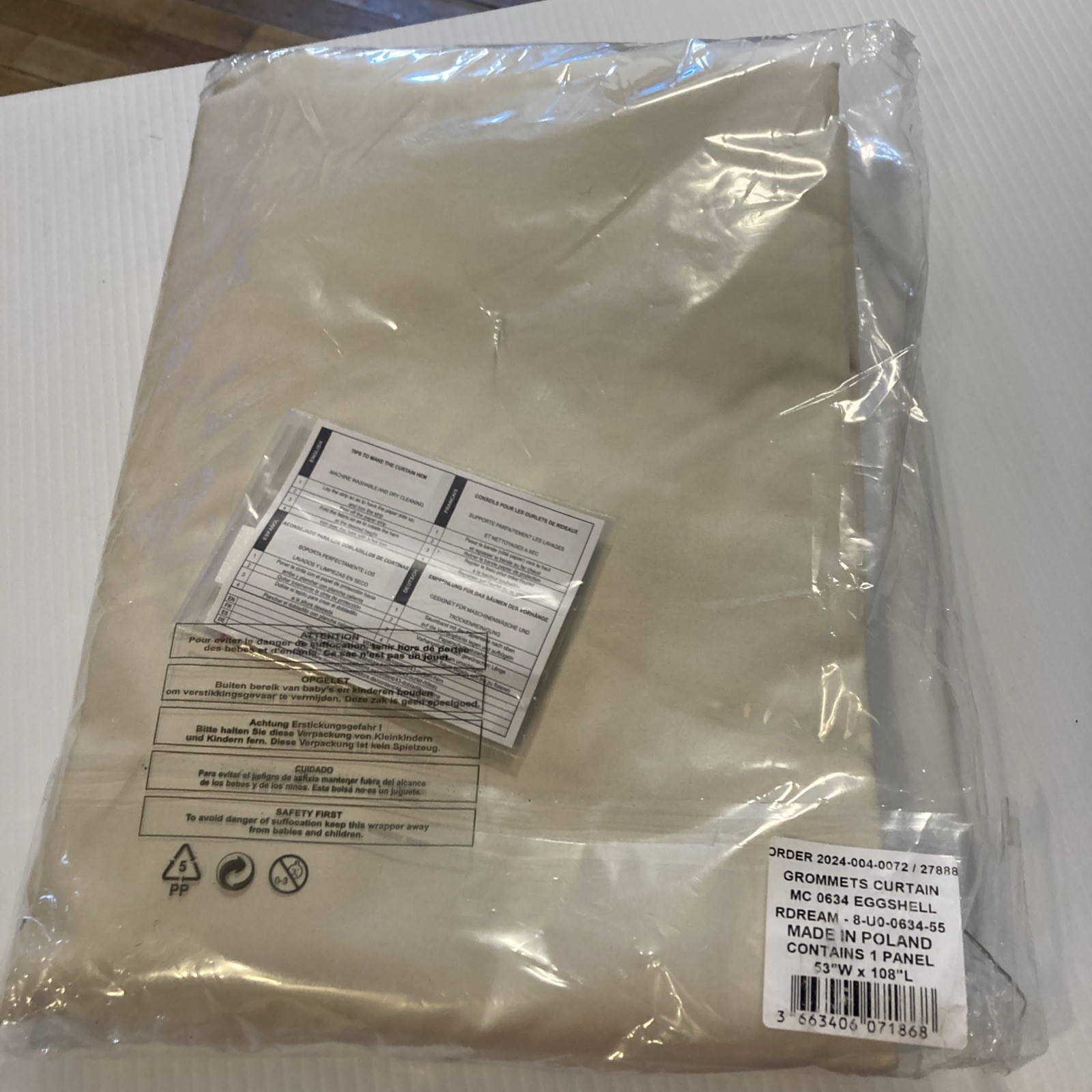 100% Cotton Grommet Top Eggshell 53×108″ Curtain Panel
